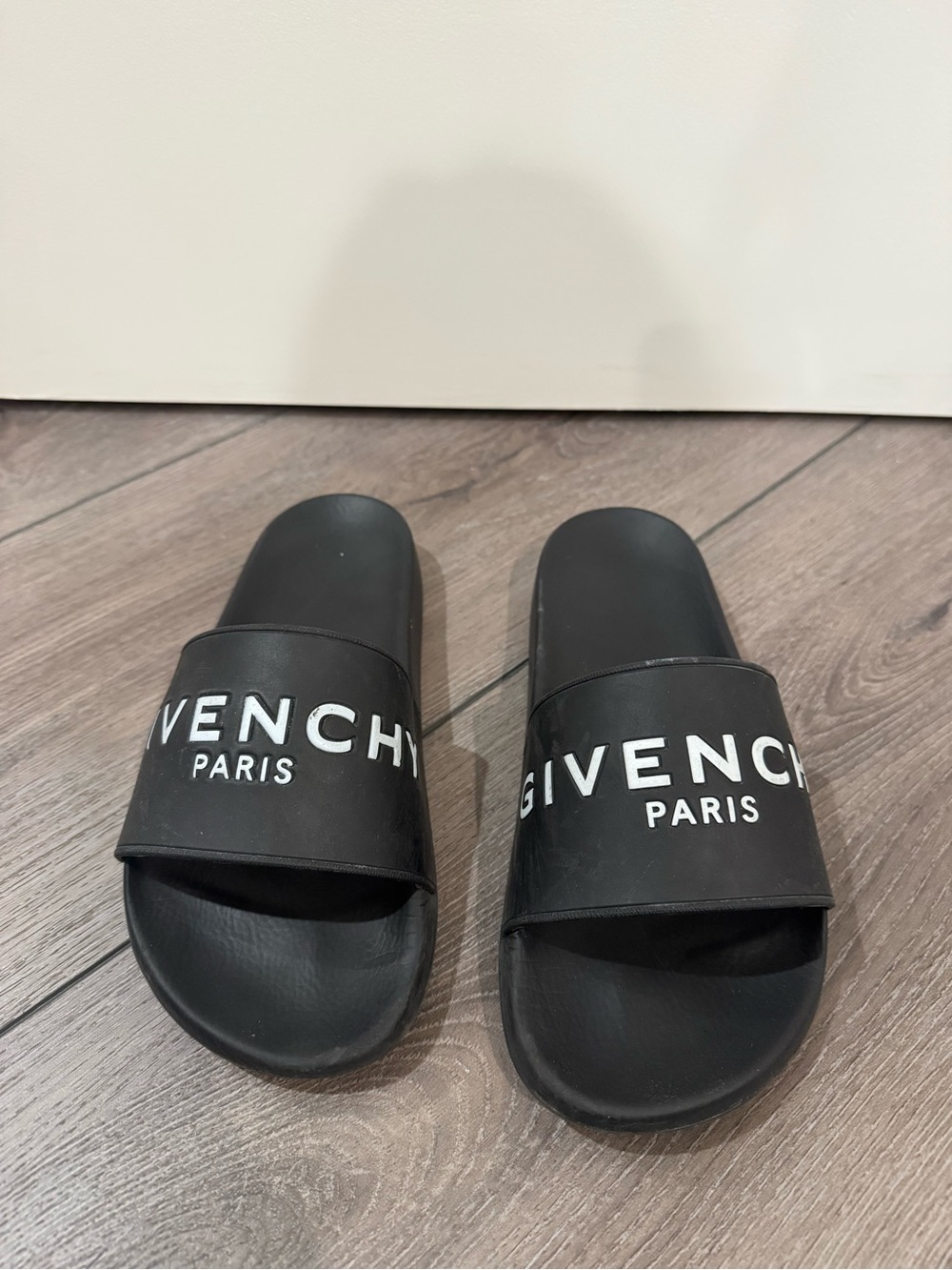 Givenchy Black Slides with White Logo